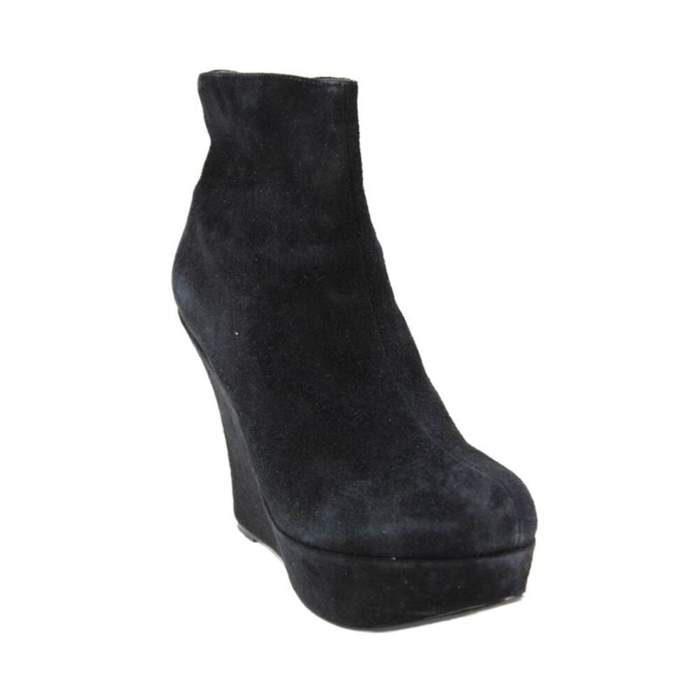 Office Womens Suede Platform Wedge Heels Black Size 9